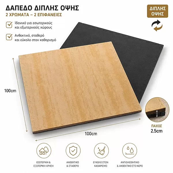 Στρωμα ΤΑΤΆΜΙ FLOOR MATS EVA FOAM WOOD PROFILE/BLACK 100X100X2,5CM