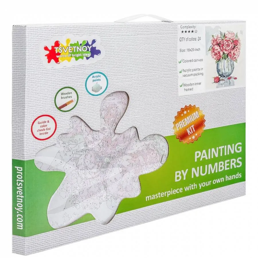 Ζωγραφιστέ με Αριθμούς kit  Παιώνια 40cm X 50cm