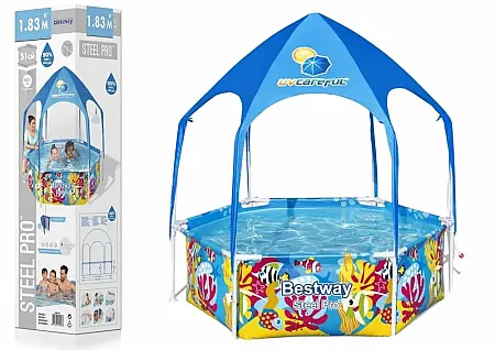 Στρογγυλή πισινα με Τέντα Steel Pro - 183cm  X 51 cm,5618T