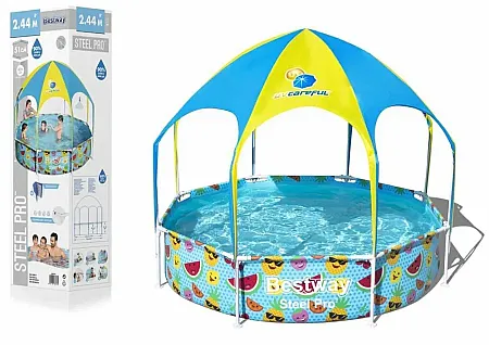 Στρογγυλή πισινα με Τέντα Steel Pro - 244cm  X 51 cm 5618T