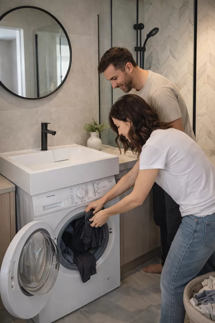 Κρεμαστός Νεροχύτης Μπάνιου με δυνατοτήτα τοποθέτησης πάνω στο Πλυντήριο Wave 600