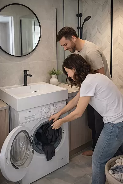 Κρεμαστός Νεροχύτης Μπάνιου με δυνατοτήτα τοποθέτησης πάνω στο Πλυντήριο Wave 600