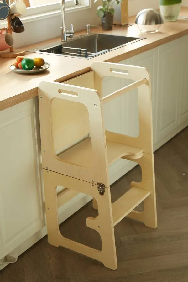 Καρεκλάκι Φαγητού & Γραφείο & Ξύλινος Πολυμορφικός  Πύργος Εκμάθησης  3 σε 1 Montessori