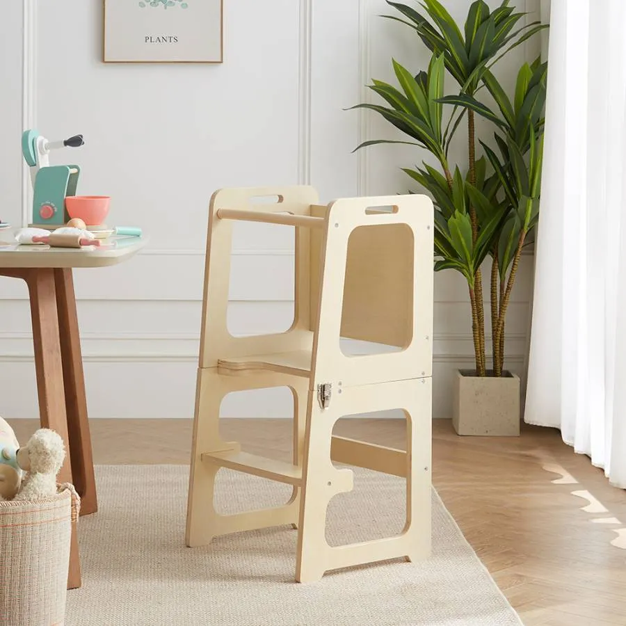 Καρεκλάκι Φαγητού & Γραφείο & Ξύλινος Πολυμορφικός  Πύργος Εκμάθησης  3 σε 1 Montessori