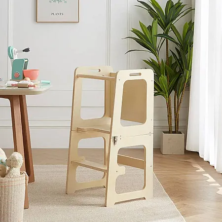 Καρεκλάκι Φαγητού & Γραφείο & Ξύλινος Πολυμορφικός  Πύργος Εκμάθησης  3 σε 1 Montessori