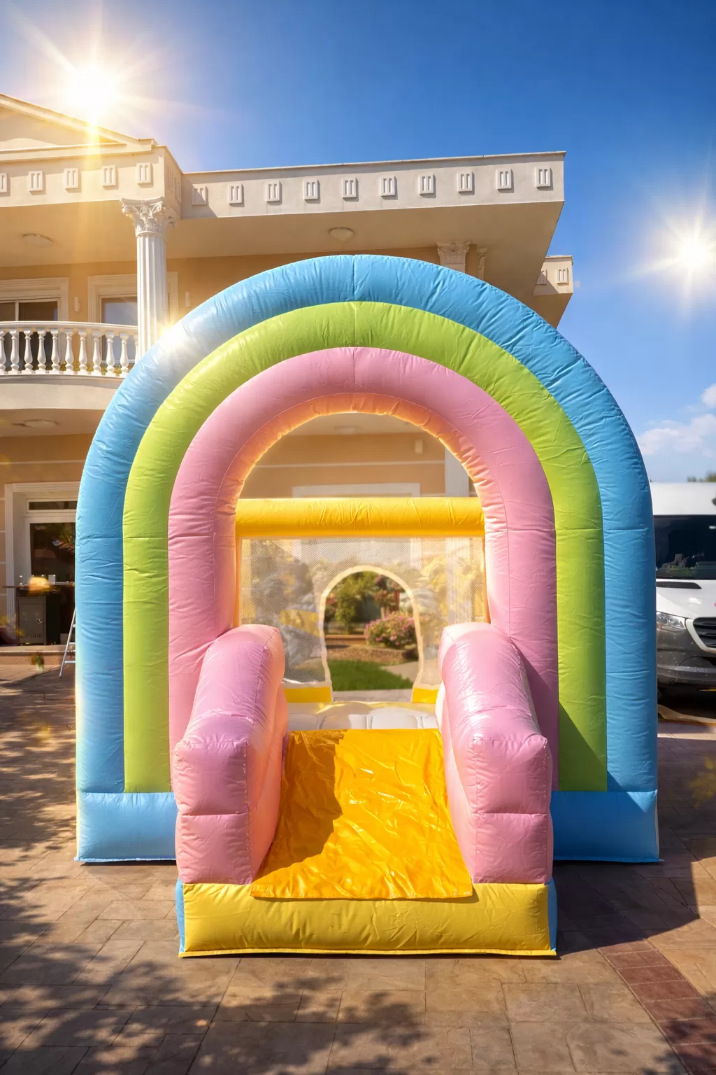 Φουσκωτο Παιδότοπου Επαγγελματικό Τραμπολινο Ουρανιο Τοξο 3.0mX3.0mX3.28m