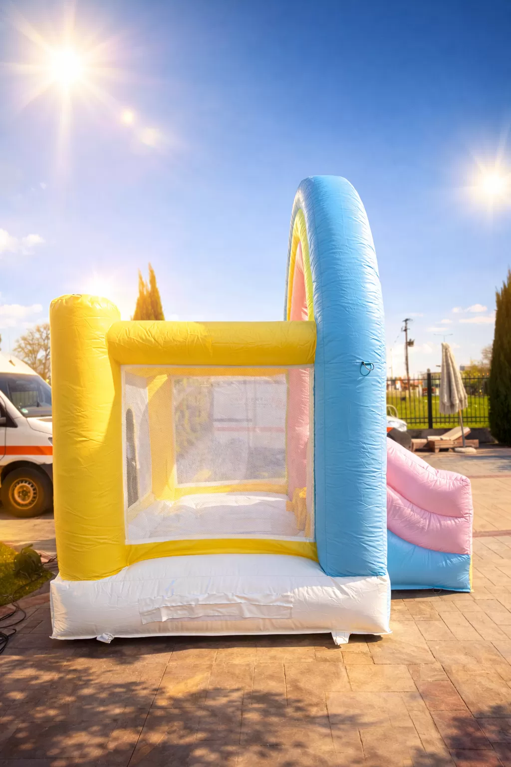 Φουσκωτο Παιδότοπου Επαγγελματικό Τραμπολινο Ουρανιο Τοξο 3.0mX3.0mX3.28m