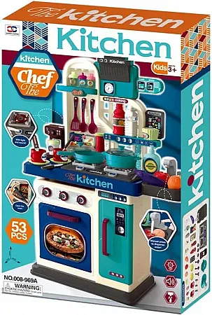 Παιδική κουζίνα Buba - Kitchen Chef, μπλε, 53 τεμάχια