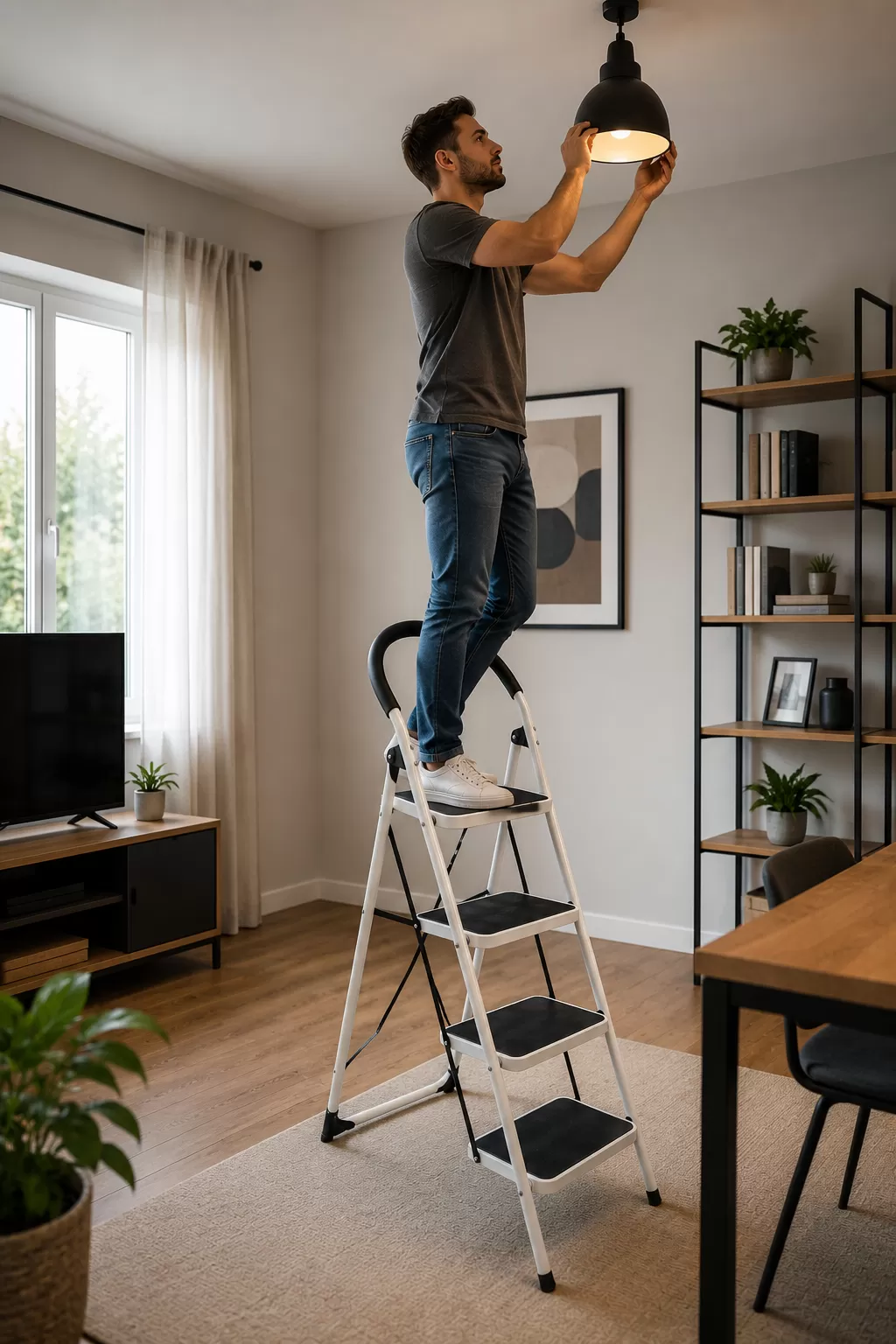 Deluxe Σκάλα 3 + 1 Σκαλοπάτια  Ενισχυμένη σιδήρου 130εκ
