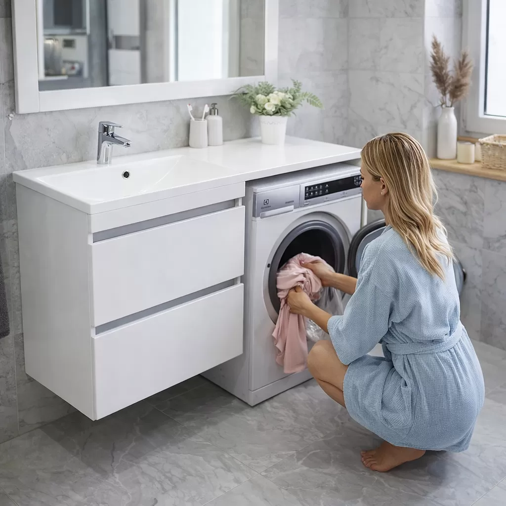 Κρεμαστός Παγκος & Νιπτήρα - Νεροχύτης Μπάνιου με δυνατοτήτα τοποθέτησης πάνω στο Πλυντήριο Jamaica 1245