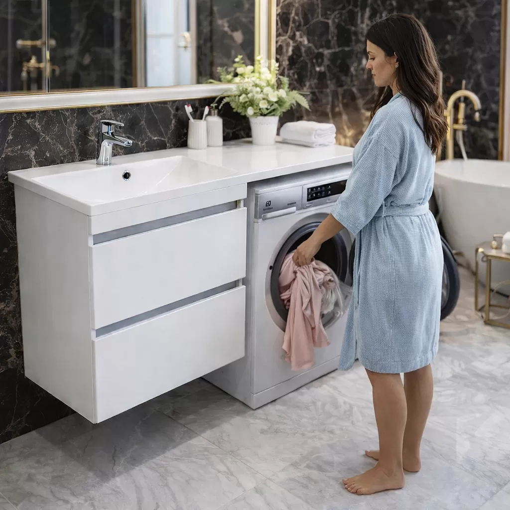 Κρεμαστός Παγκος & Νιπτήρα - Νεροχύτης Μπάνιου με δυνατοτήτα τοποθέτησης πάνω στο Πλυντήριο Jamaica 1245