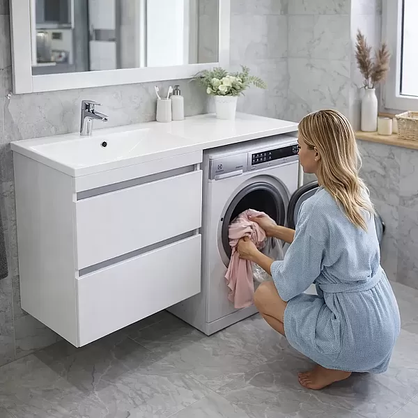 Κρεμαστός Παγκος & Νιπτήρα - Νεροχύτης Μπάνιου με δυνατοτήτα τοποθέτησης πάνω στο Πλυντήριο Jamaica 1245