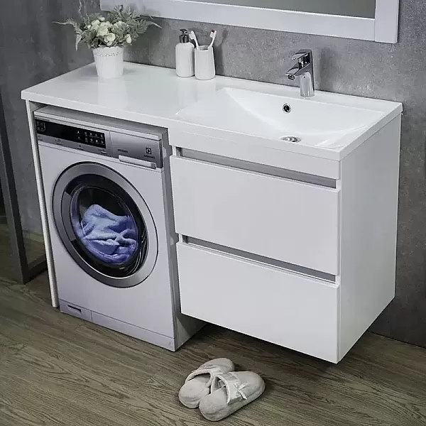 Κρεμαστός Παγκος & Νιπτήρα Δεξιά- Νεροχύτης Μπάνιου με δυνατοτήτα τοποθέτησης πάνω στο Πλυντήριο Jamaica 1245