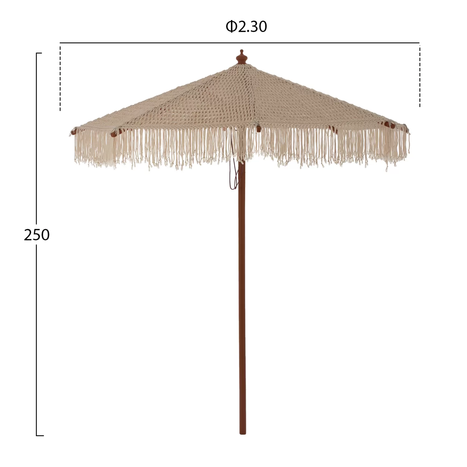 Επαγγελματική Ομπρέλλα Ξυλινη 8ακτίνες ΜΑΚΡΑΜΕ  2.3m Χ 2.3m X 2.5m