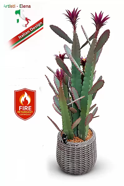 Τεχνητός κάκτος παγώνι Epiphyllum  140cm σε μοντέρνα γλάστρα EVA