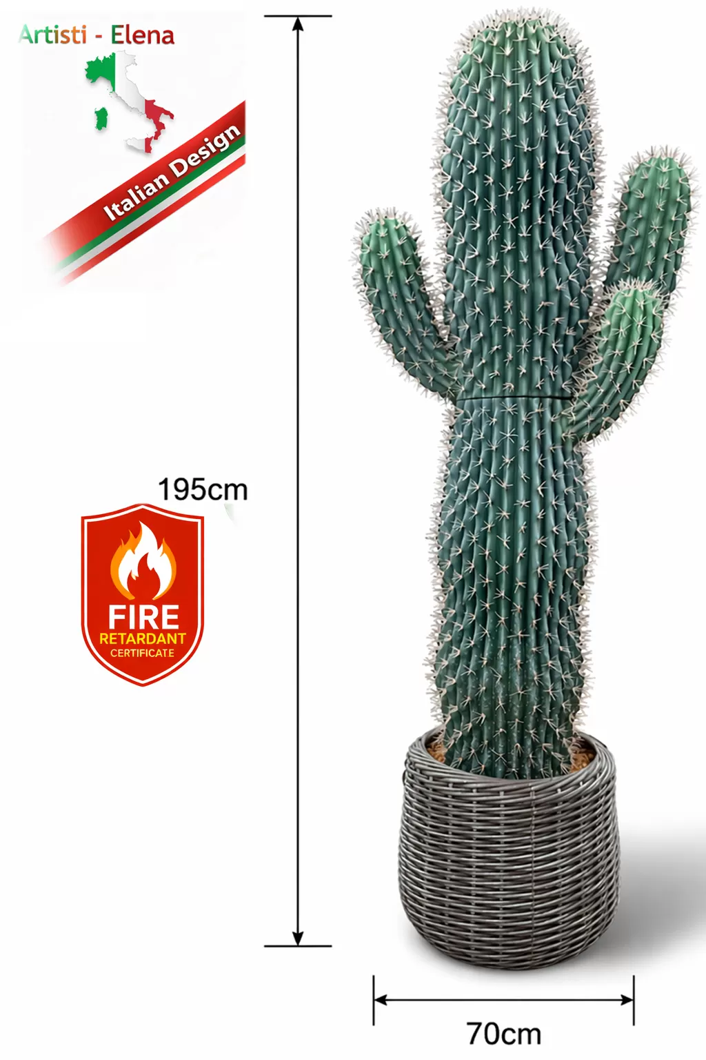 Τεχνητός κάκτος 195cm σε μοντέρνα γλάστρα EVA
