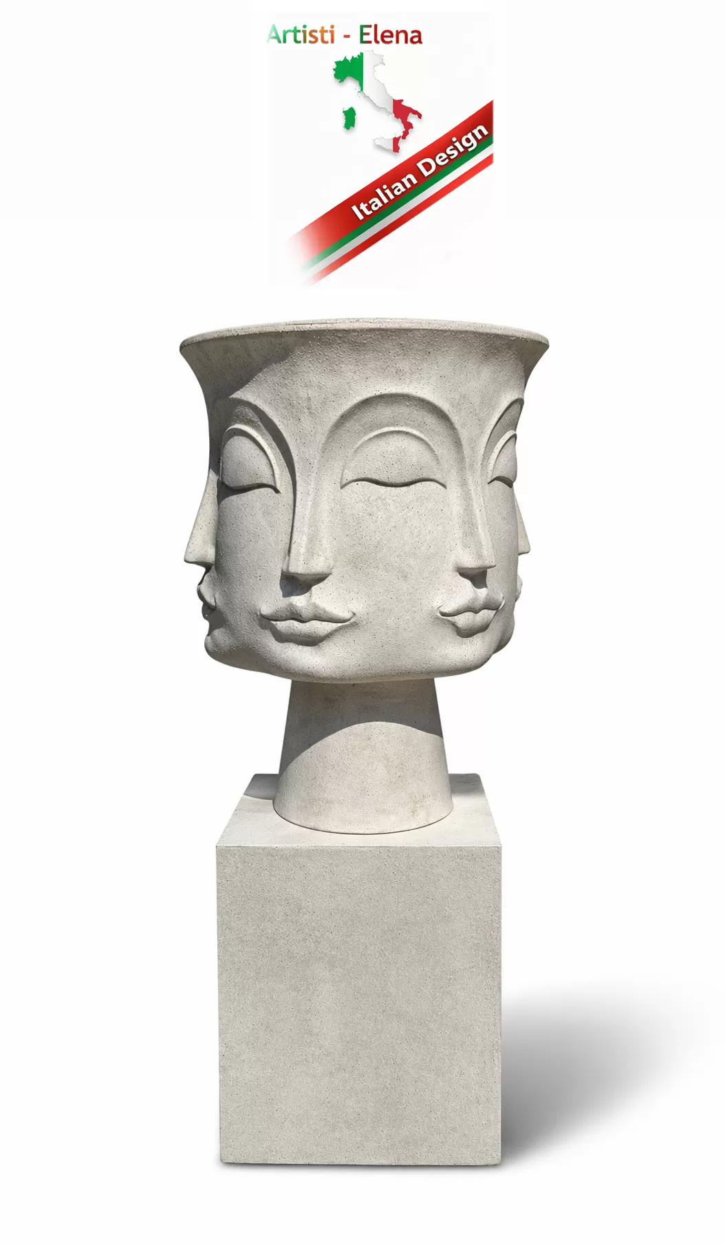 Επιβλητικό Διακοσμητικό Γλυπτό-Γλάστρα με καλλιτεχνικές οψεις Face Planter Sculpture  138cm απο Πολυρητίνη Premium