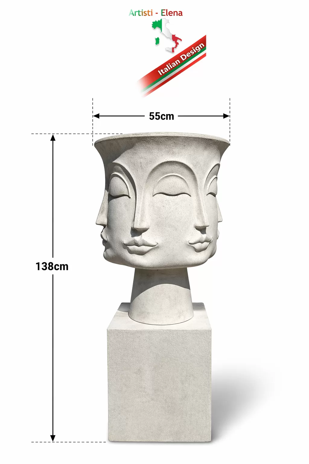 Επιβλητικό Διακοσμητικό Γλυπτό-Γλάστρα με καλλιτεχνικές οψεις Face Planter Sculpture  138cm απο Πολυρητίνη Premium