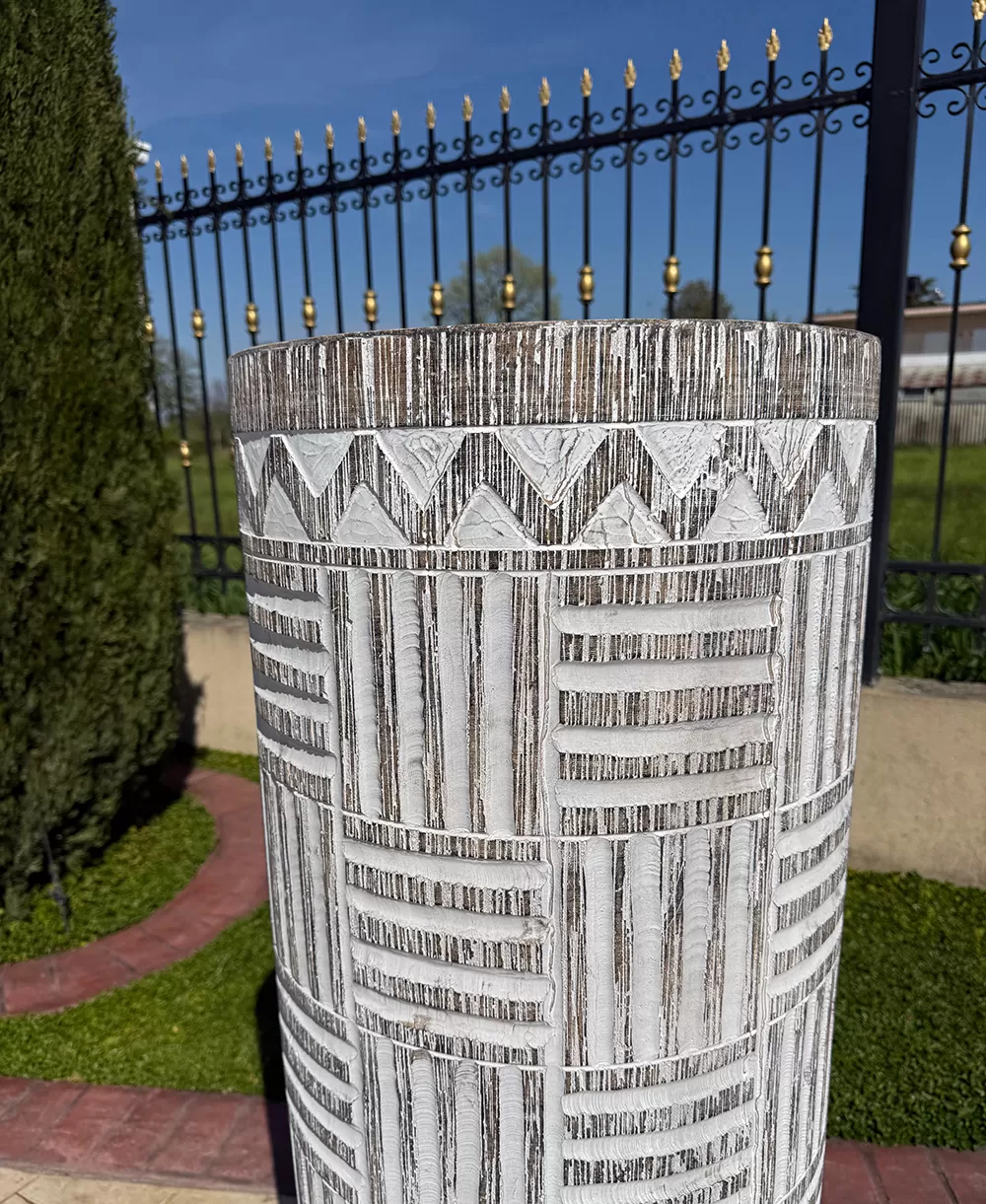 Μεγάλο Διακοσμητικό Πυθάρι Δαπέδου 120cm – Luxury Vase με Ανάγλυφο Design,Ethnic,Tribal