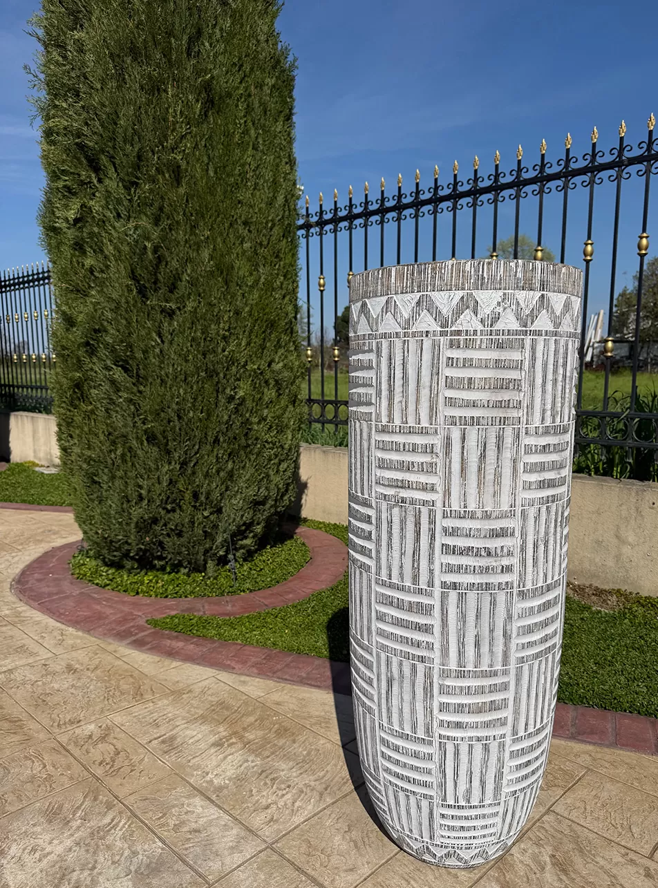 Μεγάλο Διακοσμητικό Πυθάρι Δαπέδου 120cm – Luxury Vase με Ανάγλυφο Design,Ethnic,Tribal