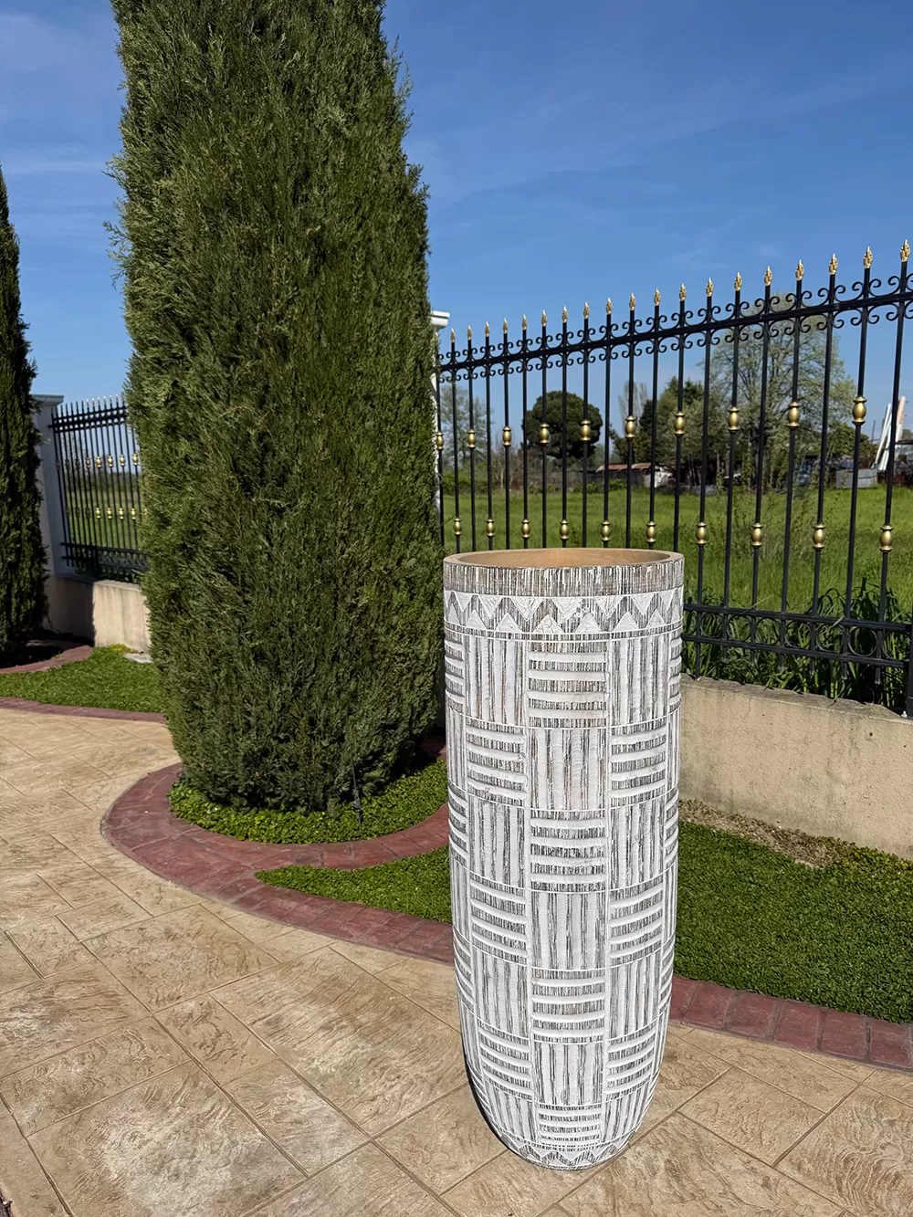 Μεγάλο Διακοσμητικό Πυθάρι Δαπέδου 120cm – Luxury Vase με Ανάγλυφο Design,Ethnic,Tribal