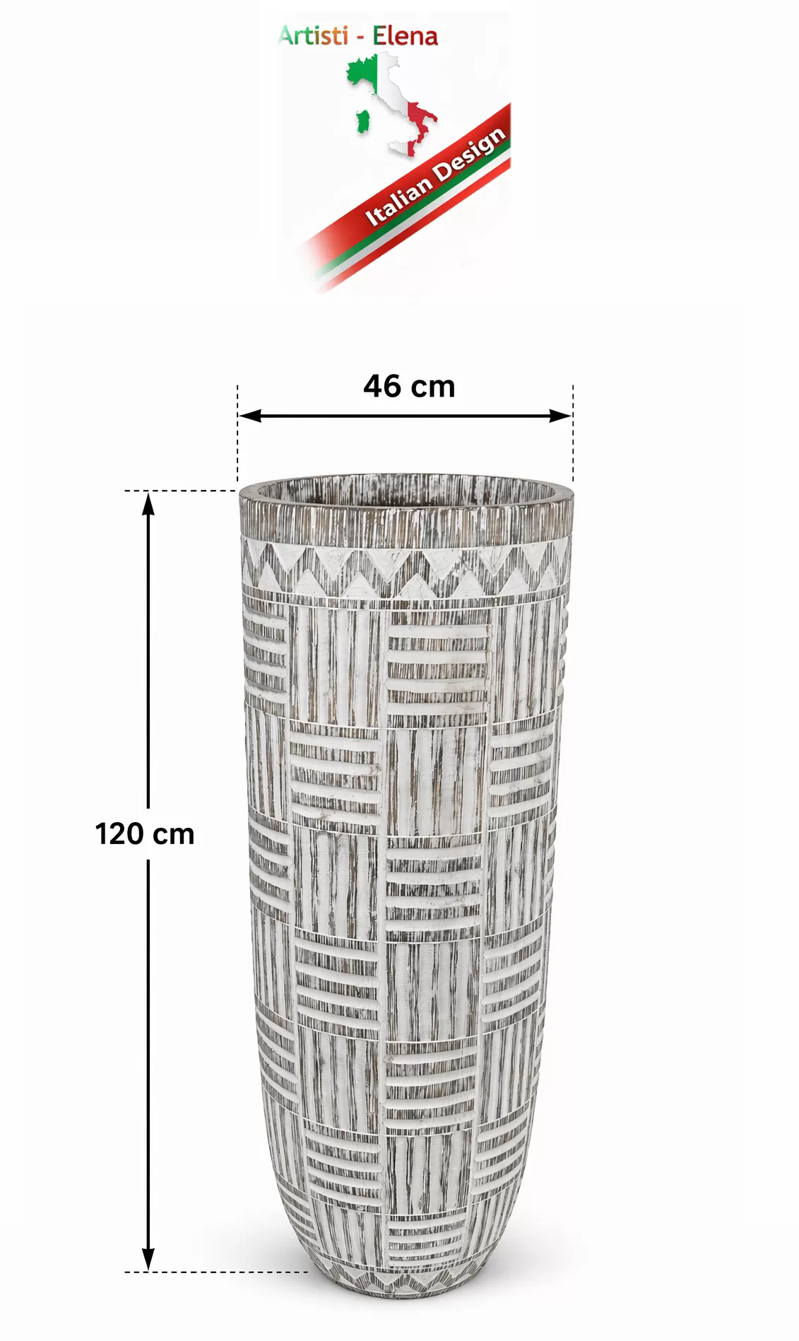 Μεγάλο Διακοσμητικό Πυθάρι Δαπέδου 120cm – Luxury Vase με Ανάγλυφο Design,Ethnic,Tribal