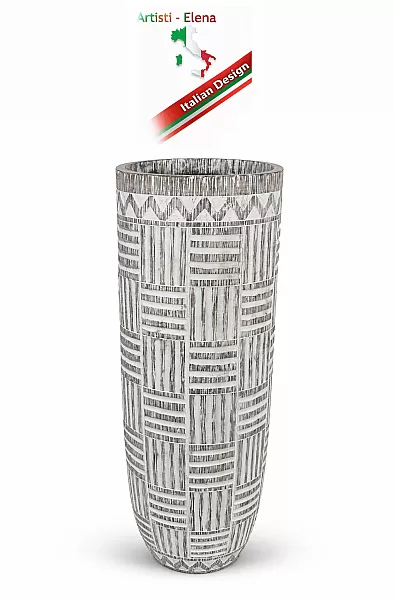 Μεγάλο Διακοσμητικό Πυθάρι Δαπέδου 120cm – Luxury Vase με Ανάγλυφο Design,Ethnic,Tribal