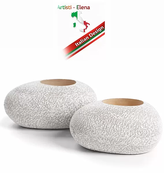 Σετ 2 Μεγάλα Διακοσμητικα Βαζα 80cm γλάστρες,δοχεία απο Πολυρητίνη,Beach Stone Bowl Εξωτερικού Χώρου