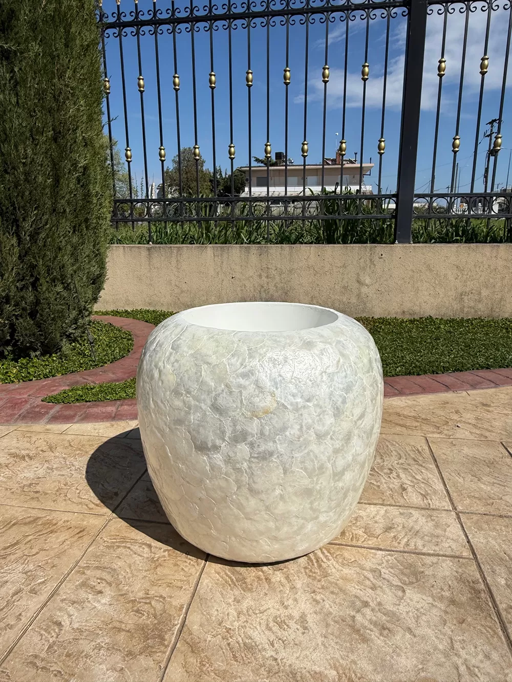 Μεγάλo Διακοσμητικα Βαζo 50cm,δοχεία απο Πολυρητίνη,Beach Stone Bowl Εξωτερικού Χώρου