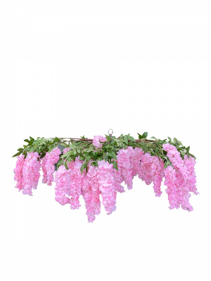 Artisti - Elena Κρεμαστό Κυκλικό Στεφάνι Οροφής με λουλούδια Ακακίας Ροζ 130εκ