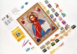 Κατασκευή Ψηφιδωτού kit  Ιησούς Χριστός  40cm X 50cm με Κορνίζα