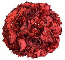 Διακοσμητική Μπάλα Λουλούδια με κόκκινα υφασμάτινα τριαντάφυλλα 45 εκ Vintage