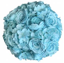 Διακοσμητική Μπάλα Λουλούδια με Γαλάζια υφασμάτινα τριαντάφυλλα 45 εκ Vintage