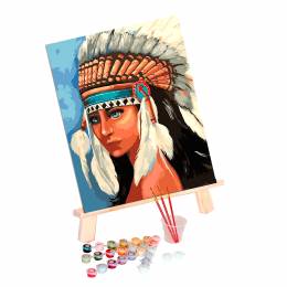 Ζωγραφιστέ με Αριθμούς kit  Native American Girl 40cm X 50cm