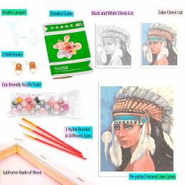Ζωγραφιστέ με Αριθμούς kit  Native American Girl 40cm X 50cm