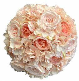 Διακοσμητική Μπάλα Λουλούδια με ροζ υφασμάτινα τριαντάφυλλα 45 εκ Vintage