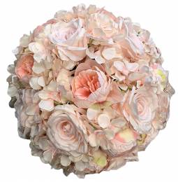 Διακοσμητική Μπάλα Λουλούδια με ροζ υφασμάτινα τριαντάφυλλα 45 εκ Vintage